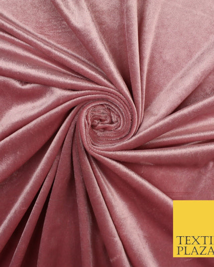 10 COLOURS - Soft Plain Velvet Velour Fabric Stretch Spandex Material - 65"