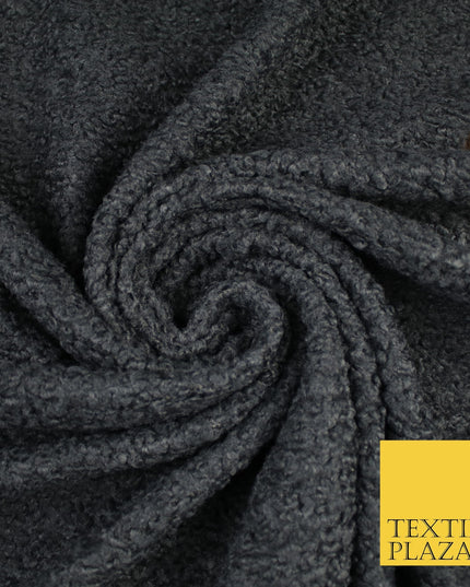 3 COLOURS - Premium Plain Textured Bouclé Sherpa Fur Fabric Material 57"