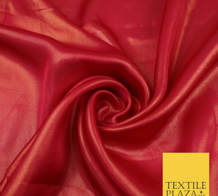 36 COLOURS - Fine Silky Metallic Foil Shimmer Satin Georgette Dress Fabric Drape