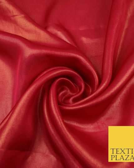 36 COLOURS - Fine Silky Metallic Foil Shimmer Satin Georgette Dress Fabric Drape