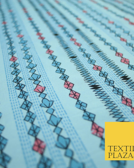 Striped Diamond Zigzag Fairisle Look Printed Crepe Polyester Stripe Dress Fabric