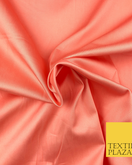 Peach Premium Plain COTTON Sateen Fabric 58" - Suits Shirts Trousers 1253