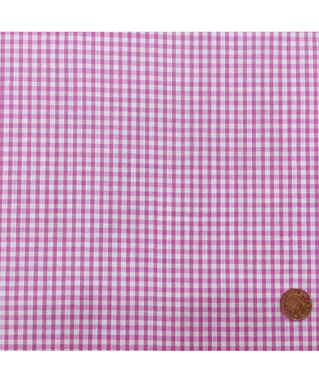 PINK Small Gingham POLYCOTTON Fabric - Per Metre/ Half Metre/ Fat Quarter - RD61
