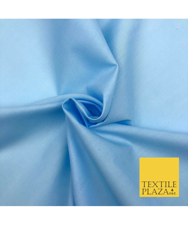Premium SKY BLUE Plain Solid Poly Cotton Fabric Many Colours Dress Craft - OA513
