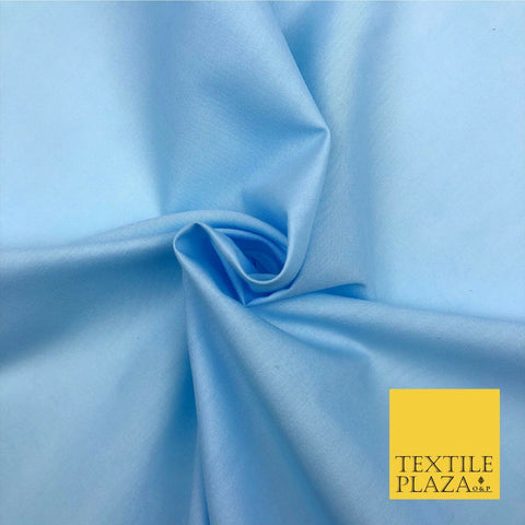 Premium SKY BLUE Plain Solid Poly Cotton Fabric Many Colours Dress Craft - OA513
