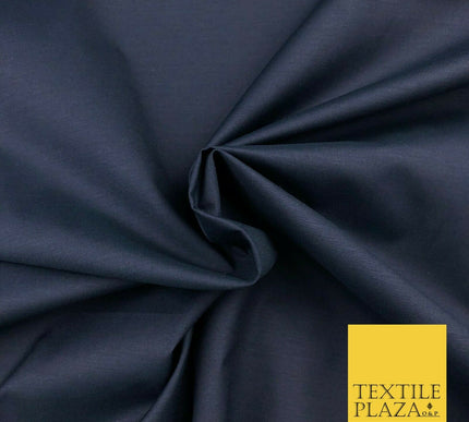 Luxury Soft Ultra High Quality NAVY Plain Poly Cotton Fabric Dress Craft - 1440