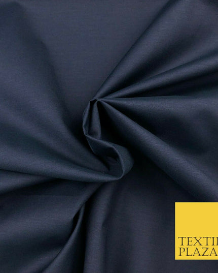 Luxury Soft Ultra High Quality NAVY Plain Poly Cotton Fabric Dress Craft - 1440