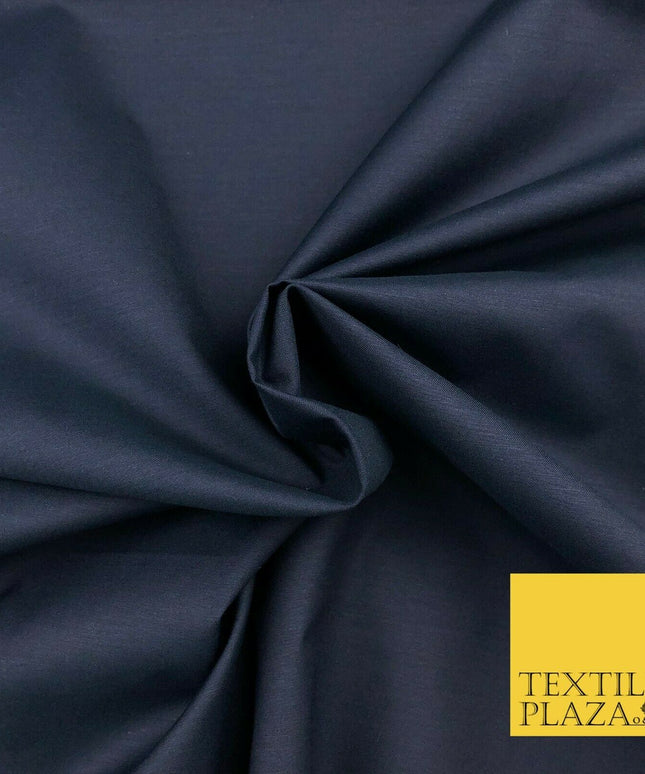 Luxury Soft Ultra High Quality NAVY Plain Poly Cotton Fabric Dress Craft - 1440