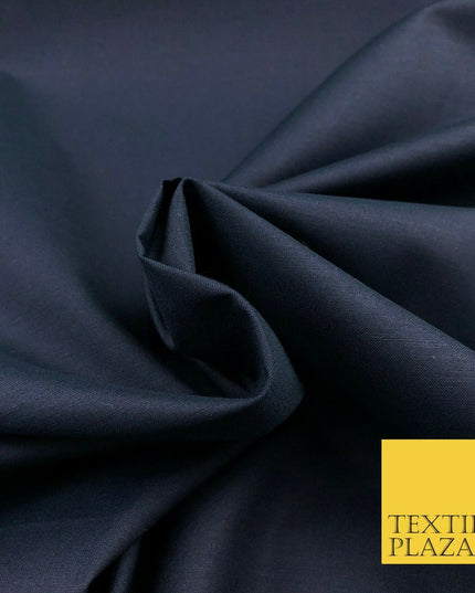 Luxury Soft Ultra High Quality NAVY Plain Poly Cotton Fabric Dress Craft - 1440