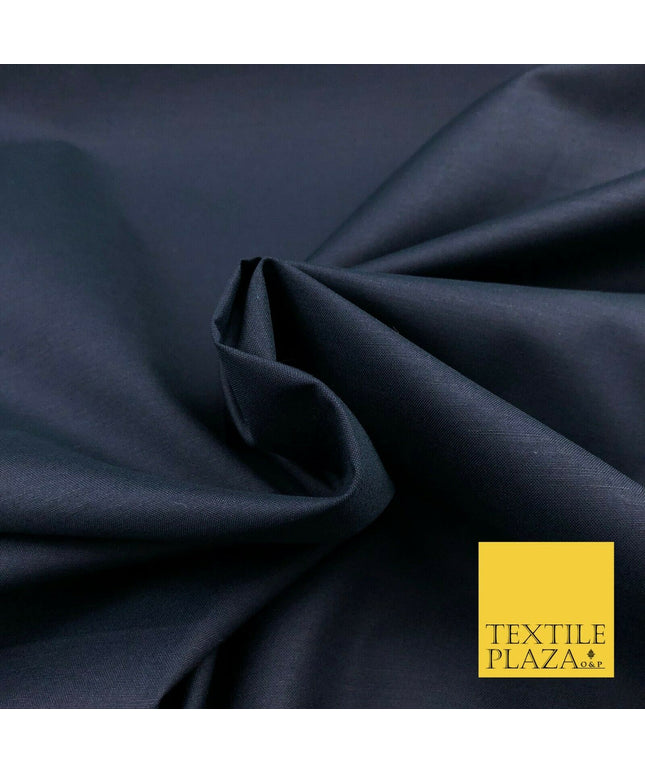 Luxury Soft Ultra High Quality NAVY Plain Poly Cotton Fabric Dress Craft - 1440