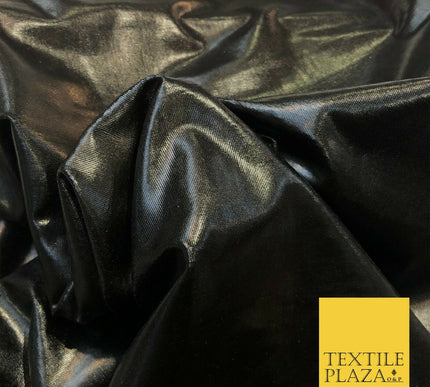 BLACK Distressed Thin Metallic Matte Fabric Wax Effect Stretch Dancewear 1242
