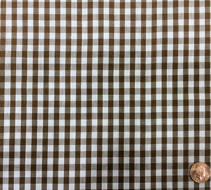 Brown Gingham POLYCOTTON Fabric - Per Metre/ Half Metre - RD53