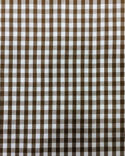 Brown Gingham POLYCOTTON Fabric - Per Metre/ Half Metre - RD53