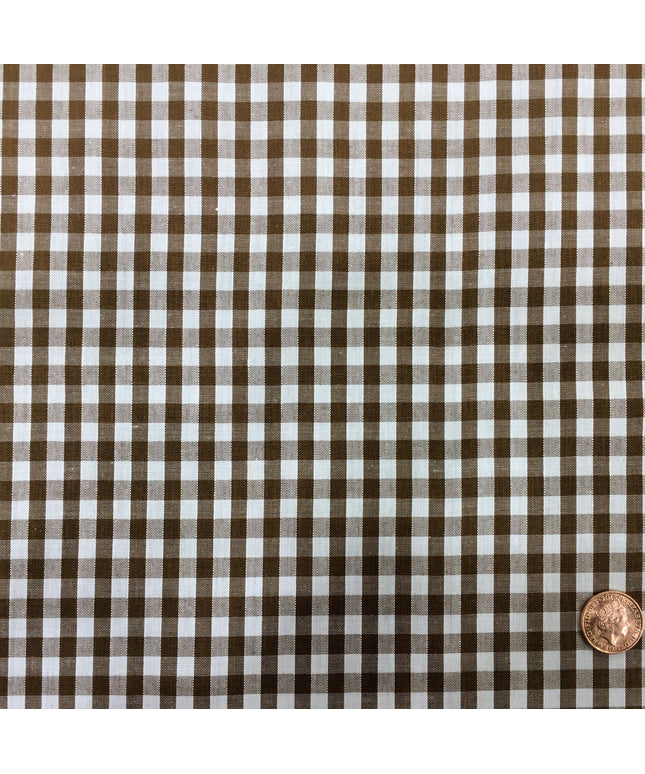 Brown Gingham POLYCOTTON Fabric - Per Metre/ Half Metre - RD53