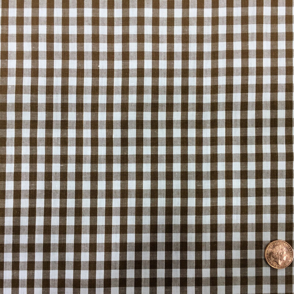 Brown Gingham POLYCOTTON Fabric - Per Metre/ Half Metre - RD53