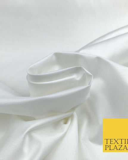 Luxury Soft Ultra High Quality WHITE Plain Poly Cotton Fabric Dress Craft - 1449
