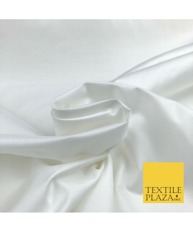 Luxury Soft Ultra High Quality WHITE Plain Poly Cotton Fabric Dress Craft - 1449