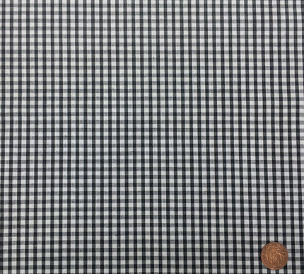 BLACK Small Gingham POLYCOTTON Fabric - Per Metre - 42" - RD52