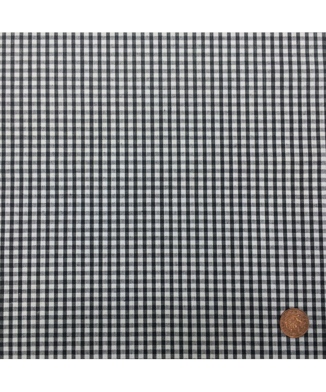 BLACK Small Gingham POLYCOTTON Fabric - Per Metre - 42" - RD52