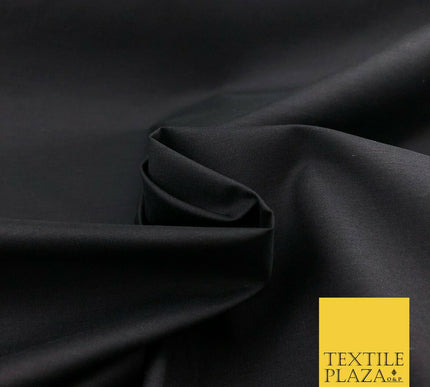 Luxury Soft Ultra High Quality BLACK Plain Poly Cotton Fabric Dress Craft - 1439