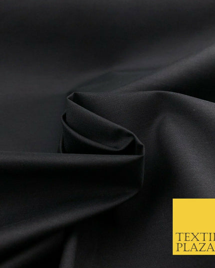 Luxury Soft Ultra High Quality BLACK Plain Poly Cotton Fabric Dress Craft - 1439
