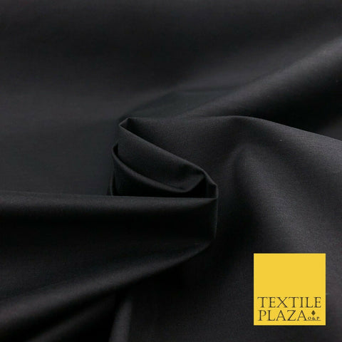 Luxury Soft Ultra High Quality BLACK Plain Poly Cotton Fabric Dress Craft - 1439