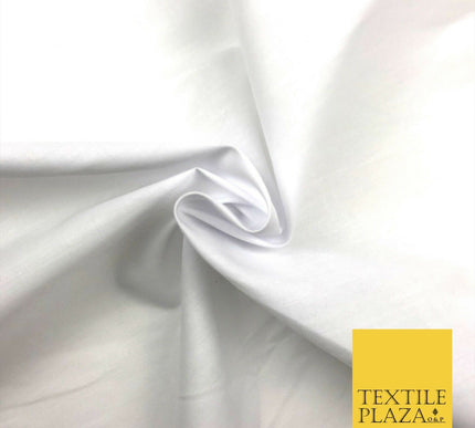Luxury WHITE Plain FINE Poly Cotton Fabric Material Dress Craft 45"