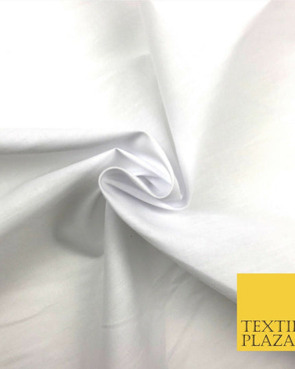 Luxury WHITE Plain FINE Poly Cotton Fabric Material Dress Craft 45"
