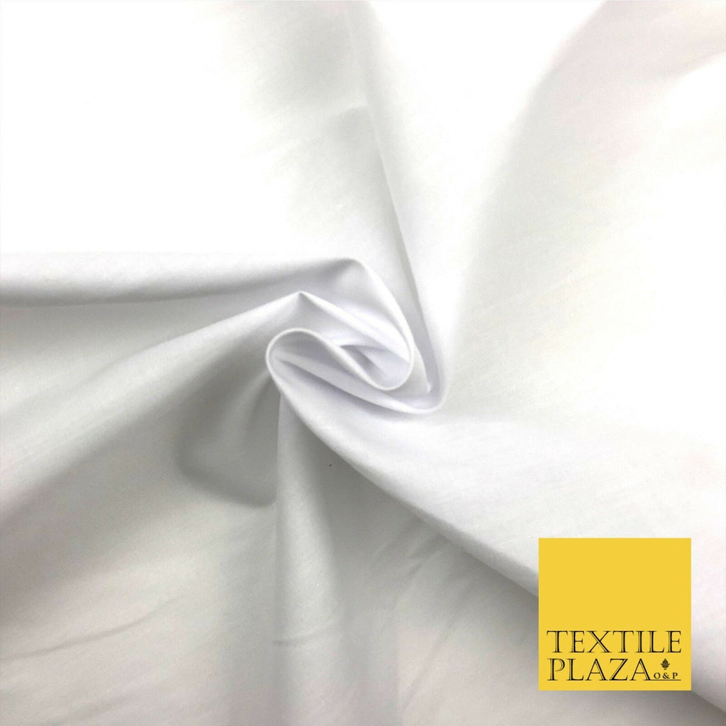 Luxury WHITE Plain FINE Poly Cotton Fabric Material Dress Craft 45"