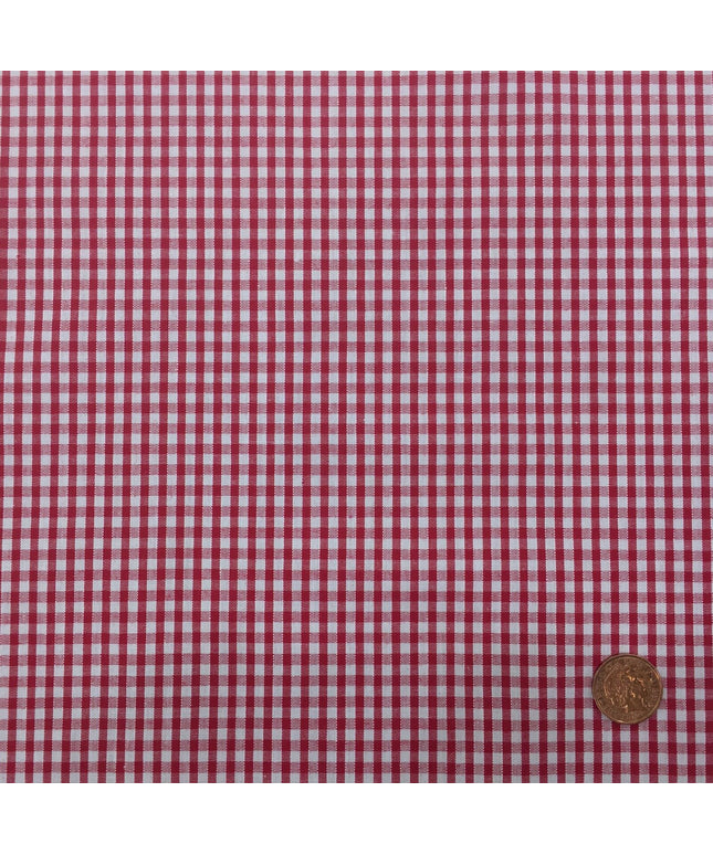 RED Small Gingham POLYCOTTON Fabric - Per Metre/ Half Metre - RD64