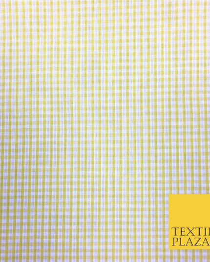 Yellow Lemon Small Gingham POLYCOTTON Fabric - Per Metre- RD156