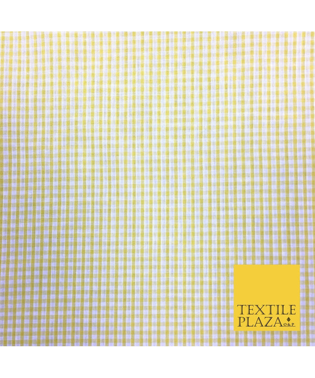 Yellow Lemon Small Gingham POLYCOTTON Fabric - Per Metre- RD156