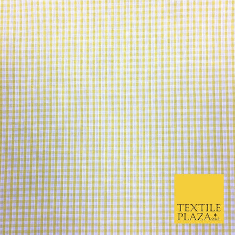 Yellow Lemon Small Gingham POLYCOTTON Fabric - Per Metre- RD156