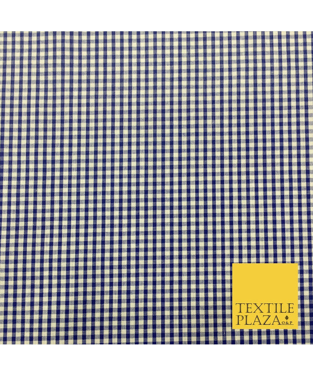 Royal Blue Small Gingham POLYCOTTON Fabric - Per Metre/ Half Metre - RD151
