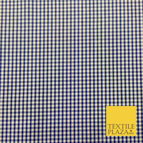 Royal Blue Small Gingham POLYCOTTON Fabric - Per Metre/ Half Metre - RD151