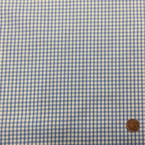 SKY BLUE Small Gingham POLYCOTTON Fabric - Per Metre - RD66