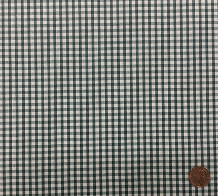 DARK GREEN Small Gingham POLYCOTTON Fabric - Per Metre - RD57