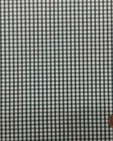 DARK GREEN Small Gingham POLYCOTTON Fabric - Per Metre - RD57