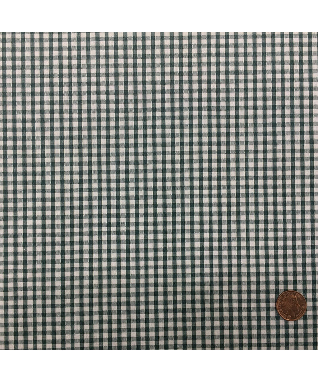 DARK GREEN Small Gingham POLYCOTTON Fabric - Per Metre - RD57