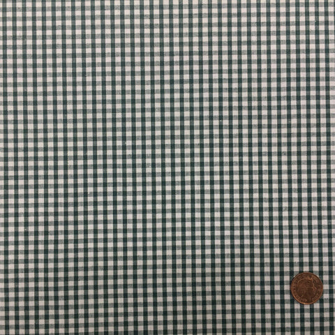 DARK GREEN Small Gingham POLYCOTTON Fabric - Per Metre - RD57