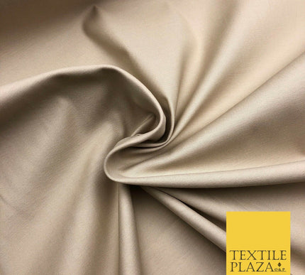 Stone Premium Plain COTTON Sateen Fabric 58" - Suits Shirts Trousers RF578