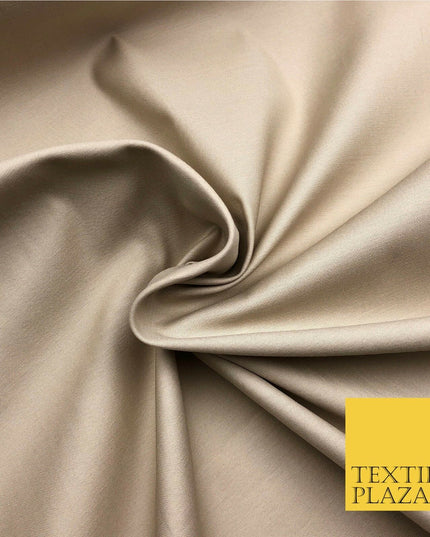 Stone Premium Plain COTTON Sateen Fabric 58" - Suits Shirts Trousers RF578