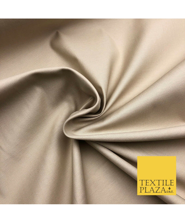 Stone Premium Plain COTTON Sateen Fabric 58" - Suits Shirts Trousers RF578