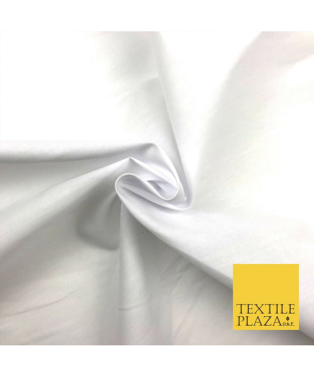 Premium WHITE Plain Solid Poly Cotton Fabric Many Colours Dress Craft - OA517