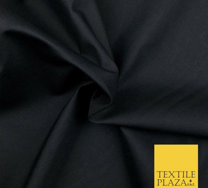 Premium BLACK Plain Solid Poly Cotton Fabric Many Colours Dress Craft - OA508