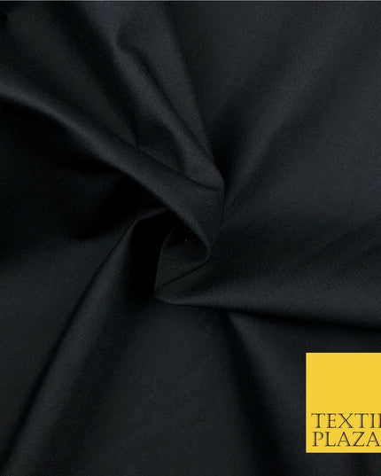Premium BLACK Plain Solid Poly Cotton Fabric Many Colours Dress Craft - OA508