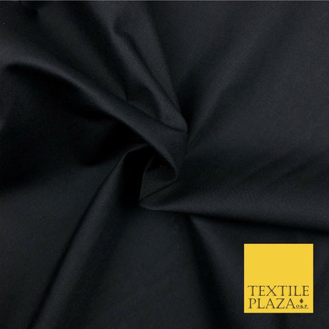 Premium BLACK Plain Solid Poly Cotton Fabric Many Colours Dress Craft - OA508