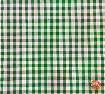 Green Gingham POLYCOTTON Fabric - Per Metre/ Half Metre - RD58