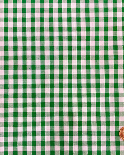 Green Gingham POLYCOTTON Fabric - Per Metre/ Half Metre - RD58