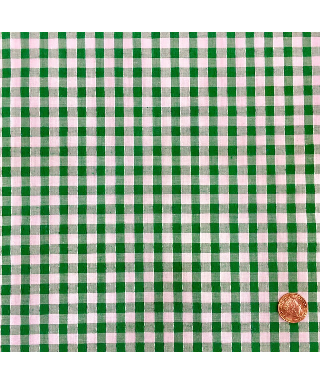 Green Gingham POLYCOTTON Fabric - Per Metre/ Half Metre - RD58